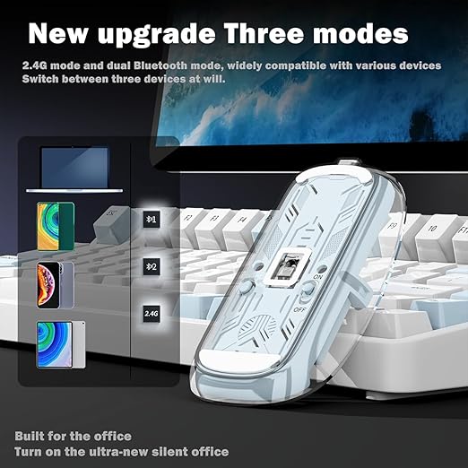 Transparent Wireless and Bluetooth Rechargeable Mouse