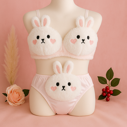 New High Quality Cute Anime Soft Plush Design bra underwear Japanese cartoon rabbit underwear Bra & Panty Set 582