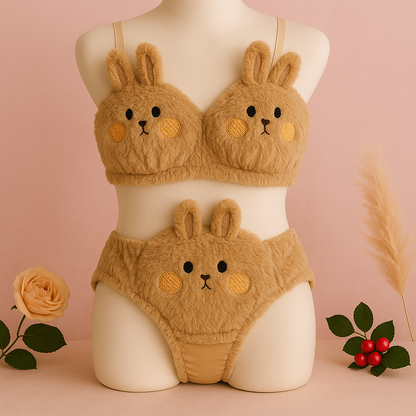 New High Quality Cute Anime Soft Plush Design bra underwear Japanese cartoon rabbit underwear Bra & Panty Set 582