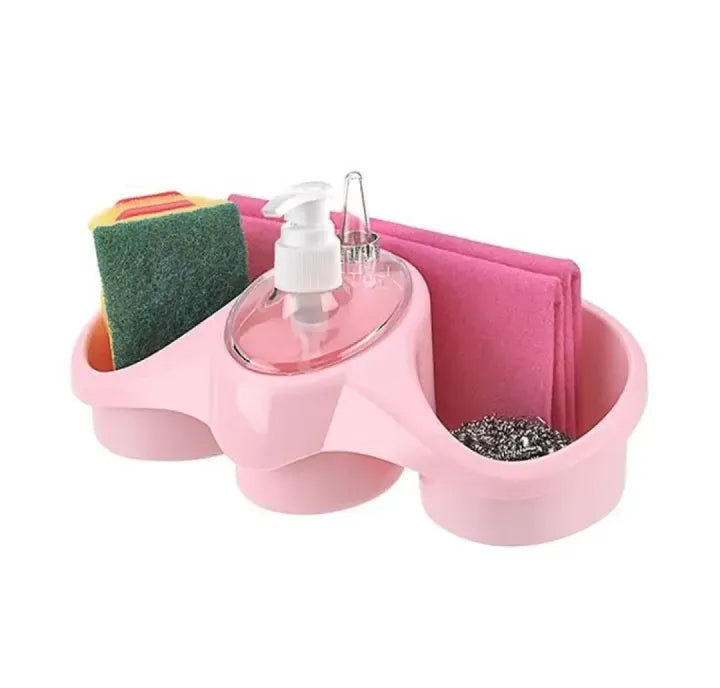 Elevate your kitchen with our 3-in-1 Soap Dispenser and Sponge Holder Kit.