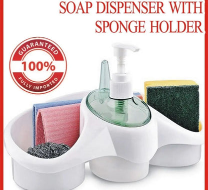 Elevate your kitchen with our 3-in-1 Soap Dispenser and Sponge Holder Kit.