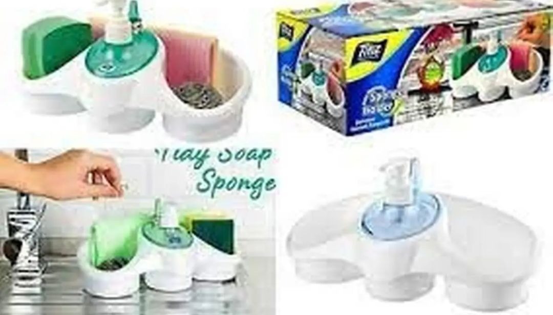 Elevate your kitchen with our 3-in-1 Soap Dispenser and Sponge Holder Kit.